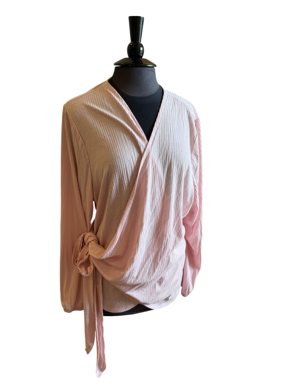 Lane Bryant Ribbed Crewneck Top in Light Pink